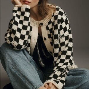 Desert Dreamer checkerboard cardigan sweater